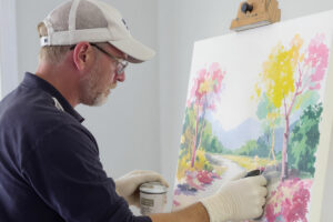 gesso priming a paint by numbers canvas