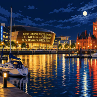 Famous Buildings: Cardiff Bay by Moonlight