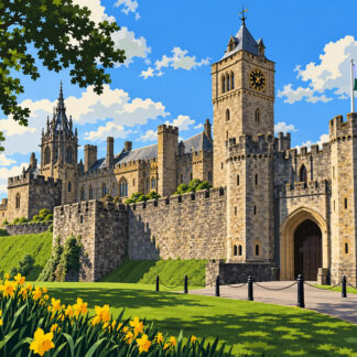 Famous Buildings: Cardiff Castle in Spring