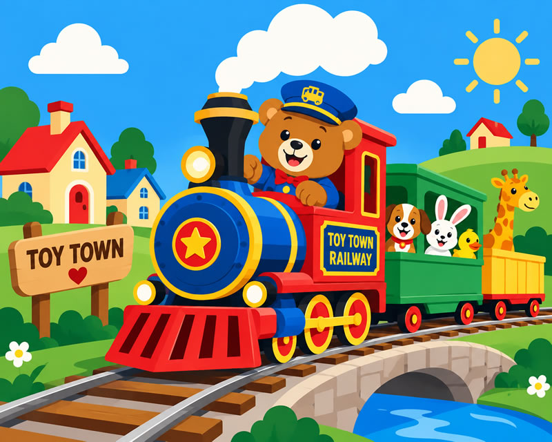 Cheerful Toy Town Train Adventure