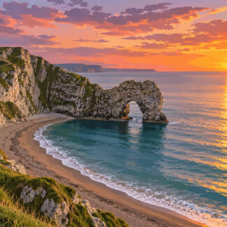 Coastal Scenes: Durdle Door at Sunset