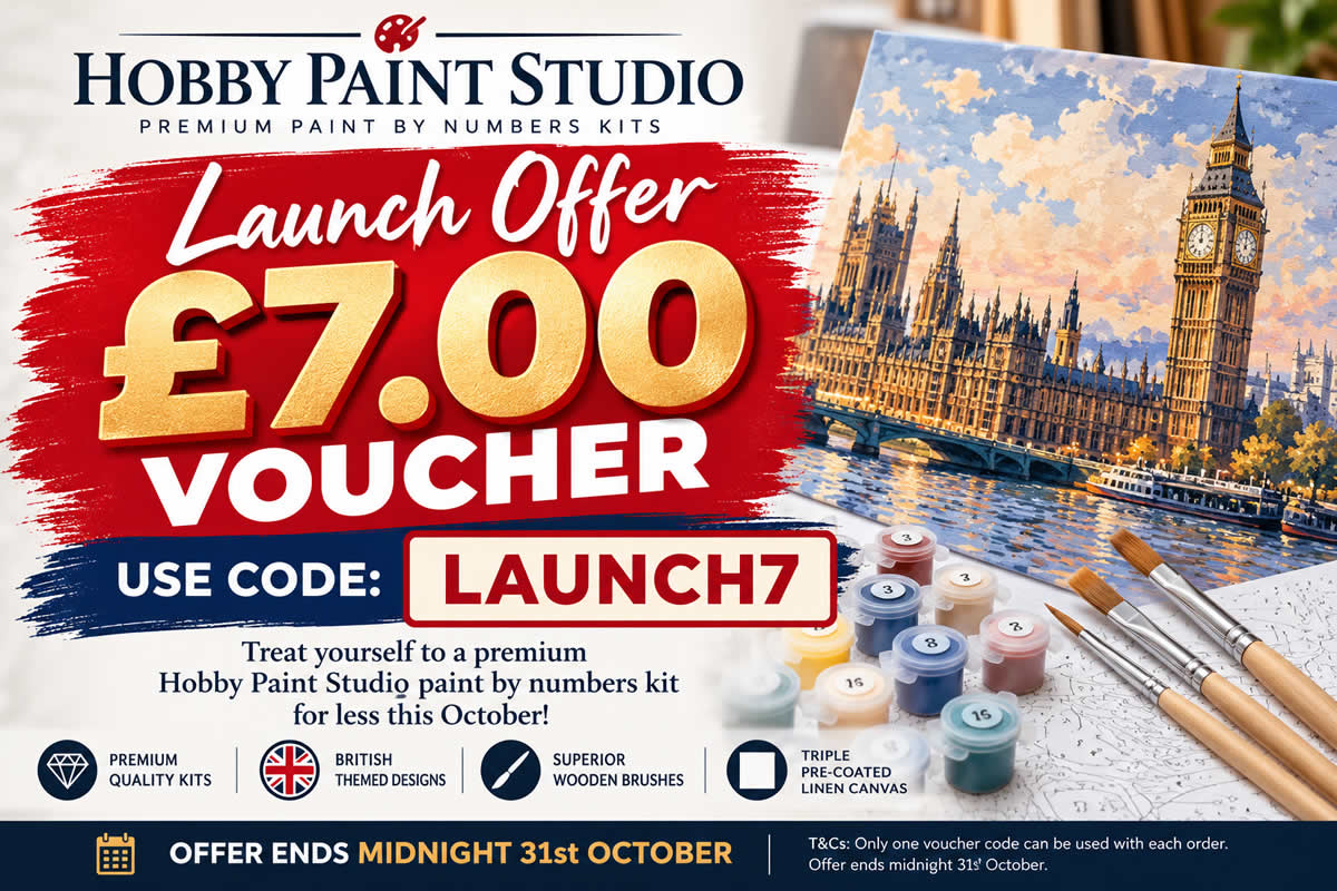 save £7 on your paint by numbers order - only on Hobby Paint Studio brand