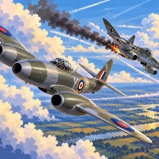 Military: Dramatic Jet Dogfight Over Patchwork Countryside