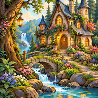 Fantasy: Enchanted Forest Cottage by the Stream Fantasy: Enchanted Forest Cottage by the Stream