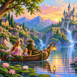 Fantasy: Fairytale Voyage to the Waterfall Castle Fantasy: Fairytale Voyage to the Waterfall Castle