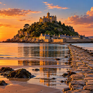 Coastal: Golden Sunset Causeway to St Michaels Mount