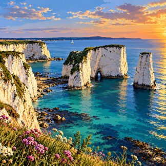 Coastal: Golden Sunset Over Old Harry Rocks