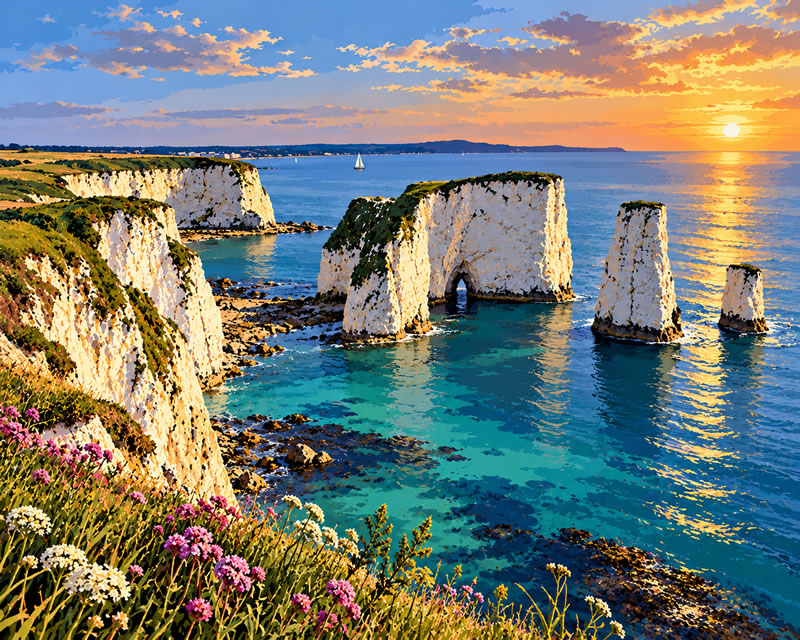 Golden Sunset Over Old Harry Rocks