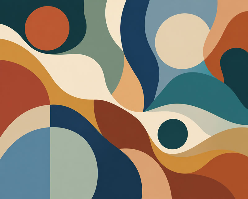 Mid-Century Earth and Teal Waves