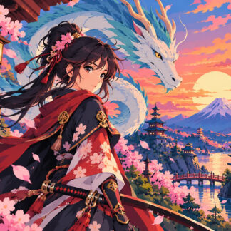 Anime: Sakura Dragon Guardian at Sunset