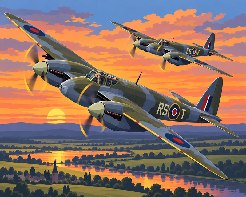 Sunset Mosquito Formation Over the Countryside