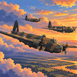 Military: Sunset Wellington Formation Over Britain