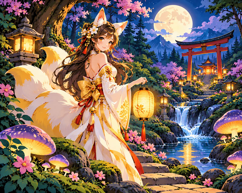 waterfall at night